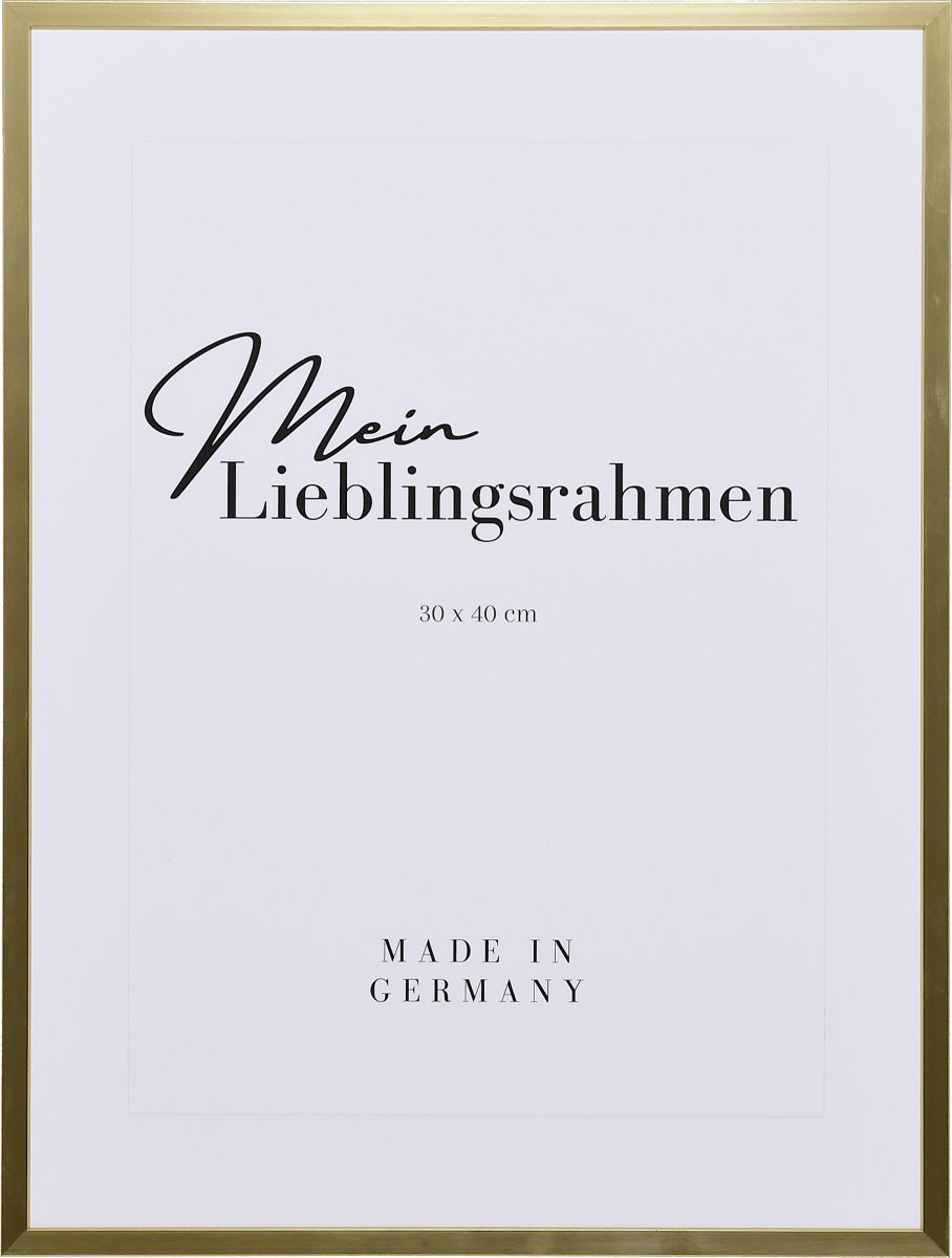 Frontansicht eines goldenen, matt eloxierten Aluminiumrahmen