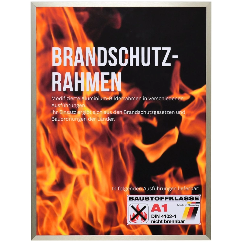Bilderrahmen Aluminium Mika Brandschutz Zertifikat A1 Champagner 18x24 cm Normalglas