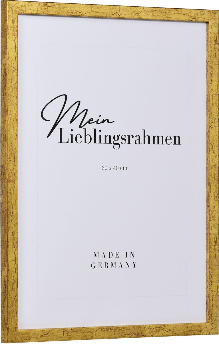 Seitenansicht eines auf alt gemachten Holzrahmens in Antikgold
