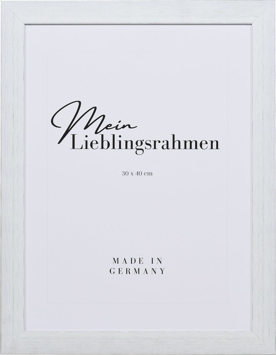 Frontansicht eines stabilen, weissen Bilderrahmens 