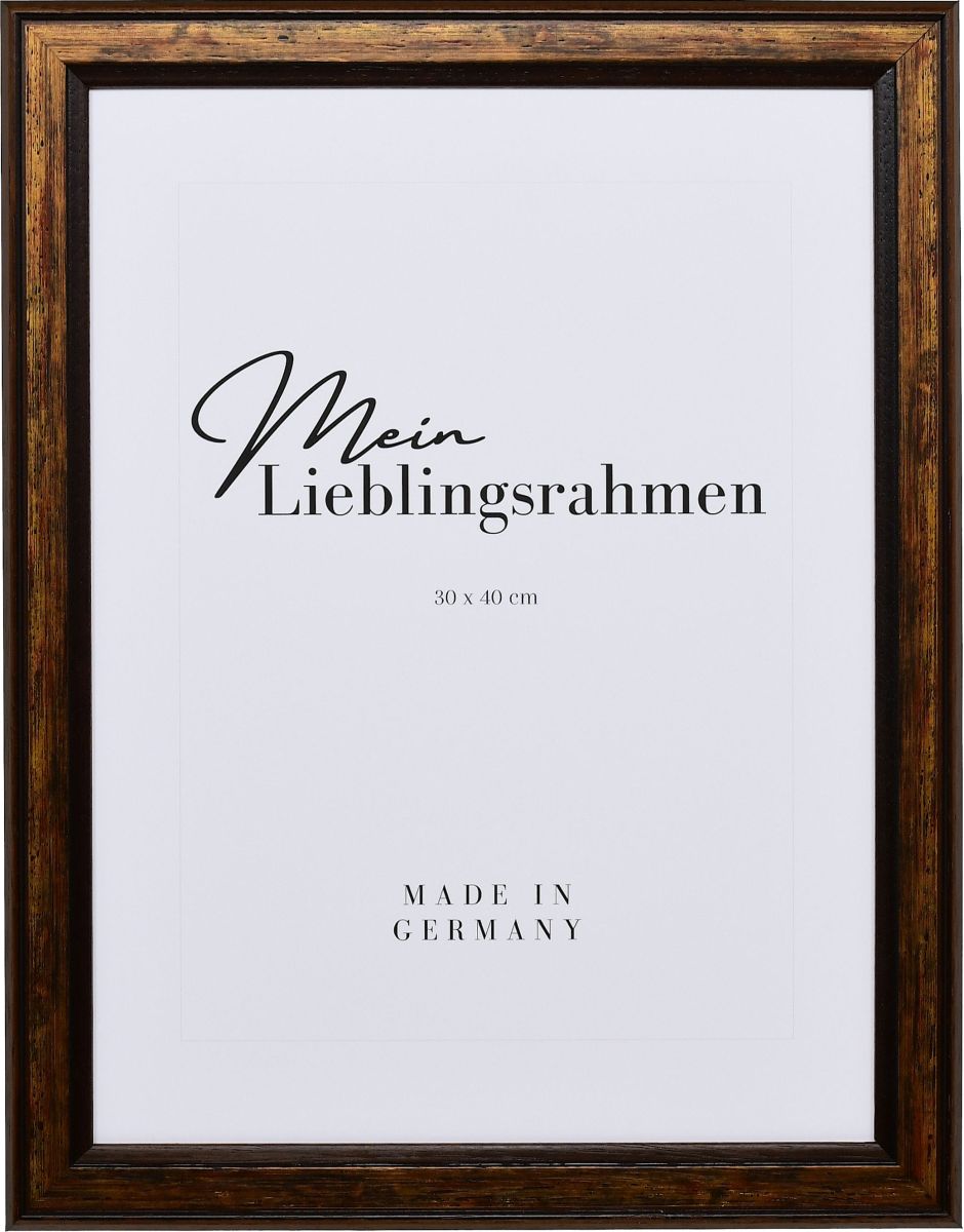 Frontansicht eines braunen Bilderrahmens mit Schimmer für Trauerfeiern 