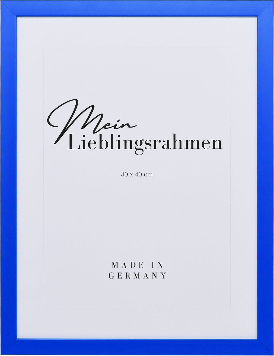 Holz-Profil Top Cube, marineblau - Frontansicht Frontansicht eines marineblauen Bilderrahmens mit geschlossener, glatter Oberfläche und würfelförmigem Profil