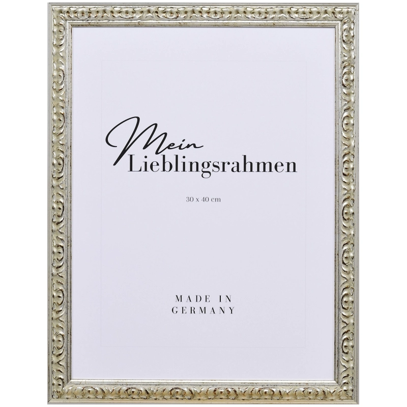 Barock Bilderrahmen Holz Daria Silber 9x13 cm Antireflexglas