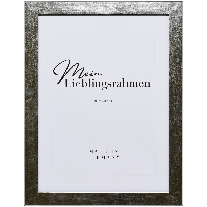 Bilderrahmen Holz Alina Silber Hochglanz 60x80 cm ohne Glas, mit Rückwand