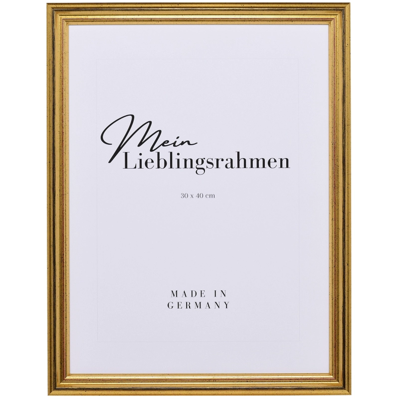 Bilderrahmen Holz Sina Gold 21x29,7 cm (A4) Kunstglas