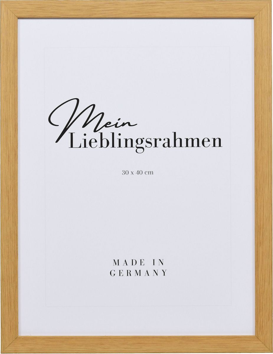 Frontansicht eines Holzrahmens in der Farbe Eiche mit natürlicher Maserung im Landhausstil