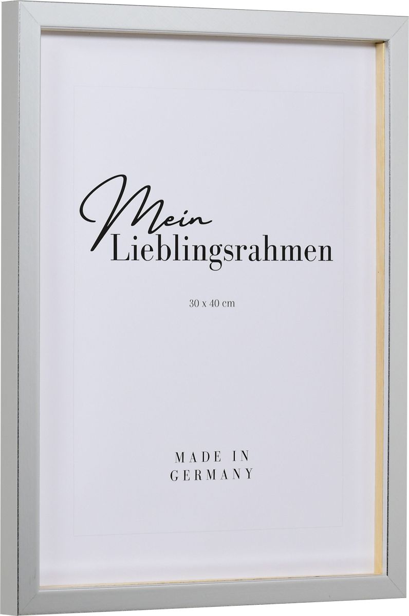 Seitenansicht eines silbernen Bilderrahmens A4 mit schlichtem Design