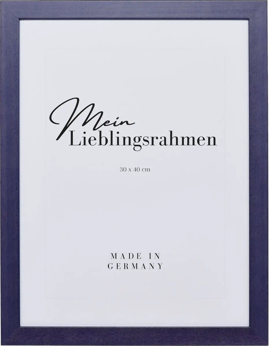 Frontansicht eines fliederfarbenen Bilderrahmens mit sichtbarer Holzstruktur, glatter Oberfläche und kantigem, schlichtem Profil