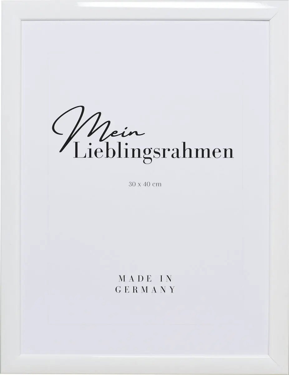 Frontansicht eines weissen Holzrahmens mit leicht abgerundeten Kanten und Hochglanzlackierung