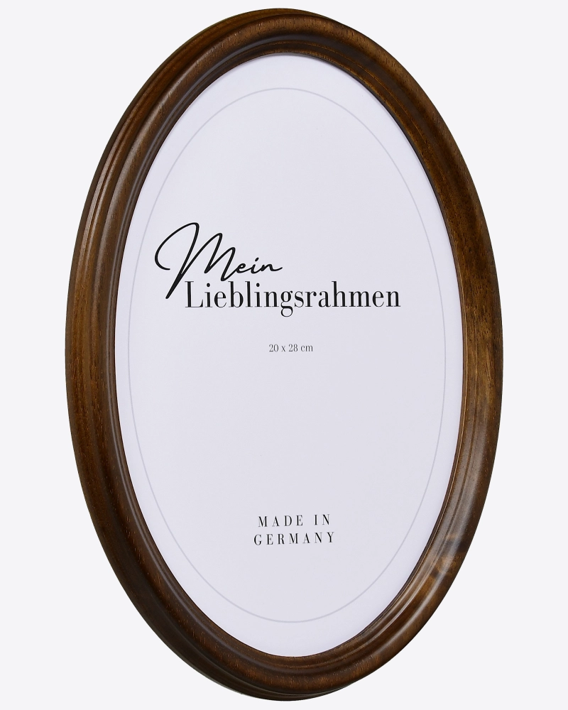 Seitenansicht eines Ovalrahmens in der Farbe Braun