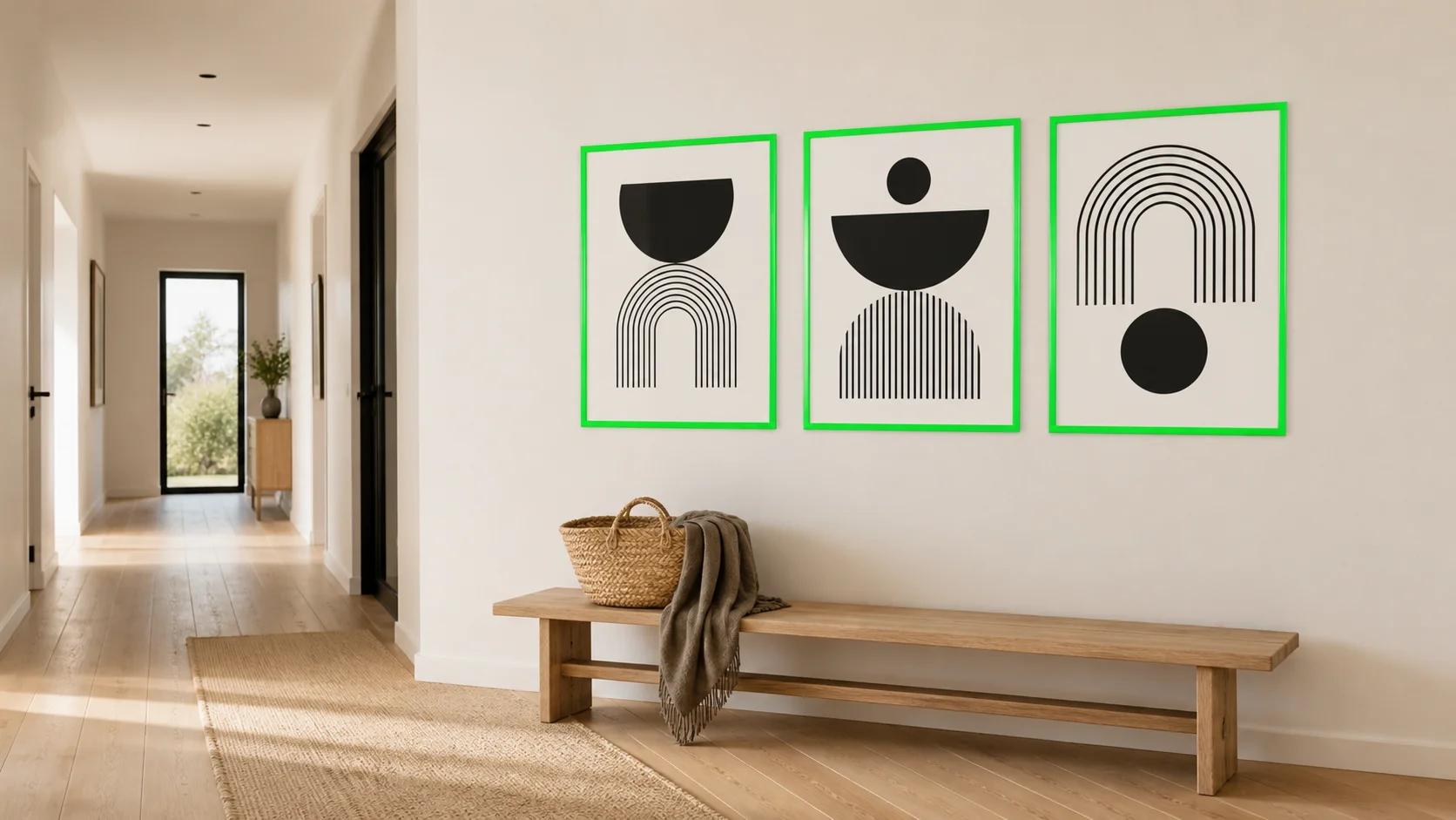 Neon Bilderrahmen Holz Bonnie Grün im Wohnraum