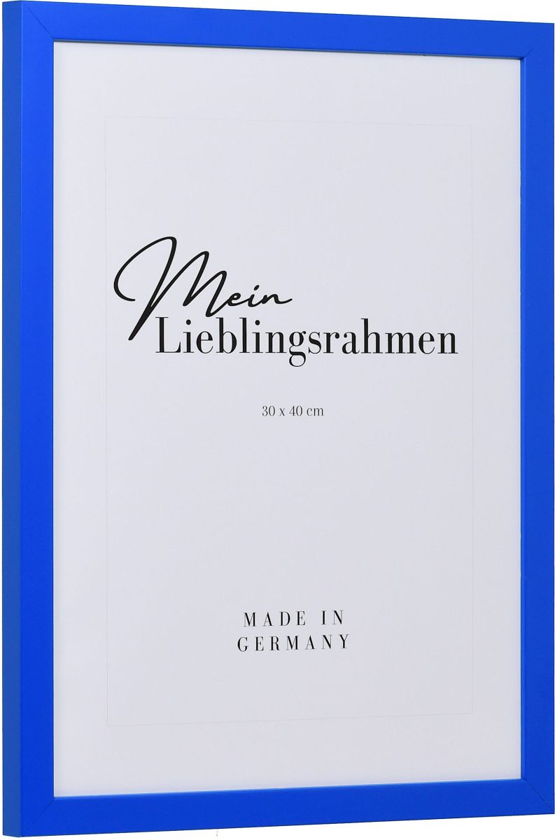 Holz-Profil Top Cube, marineblau - Seitenansicht Seitenansicht eines marineblauen Bilderrahmens mit geschlossener, glatter Oberfläche und würfelförmigem Profil