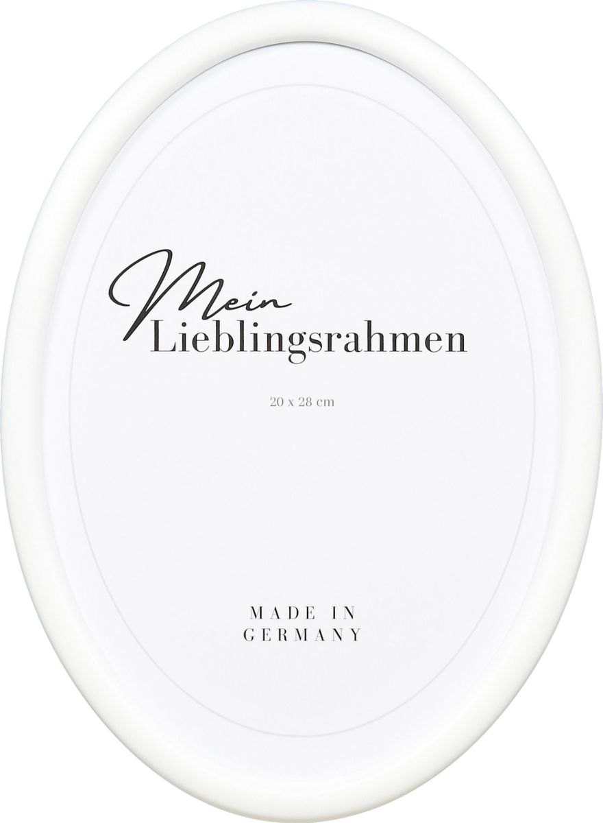 Frontansicht eines Ovalrahmens in der Farbe Weiss