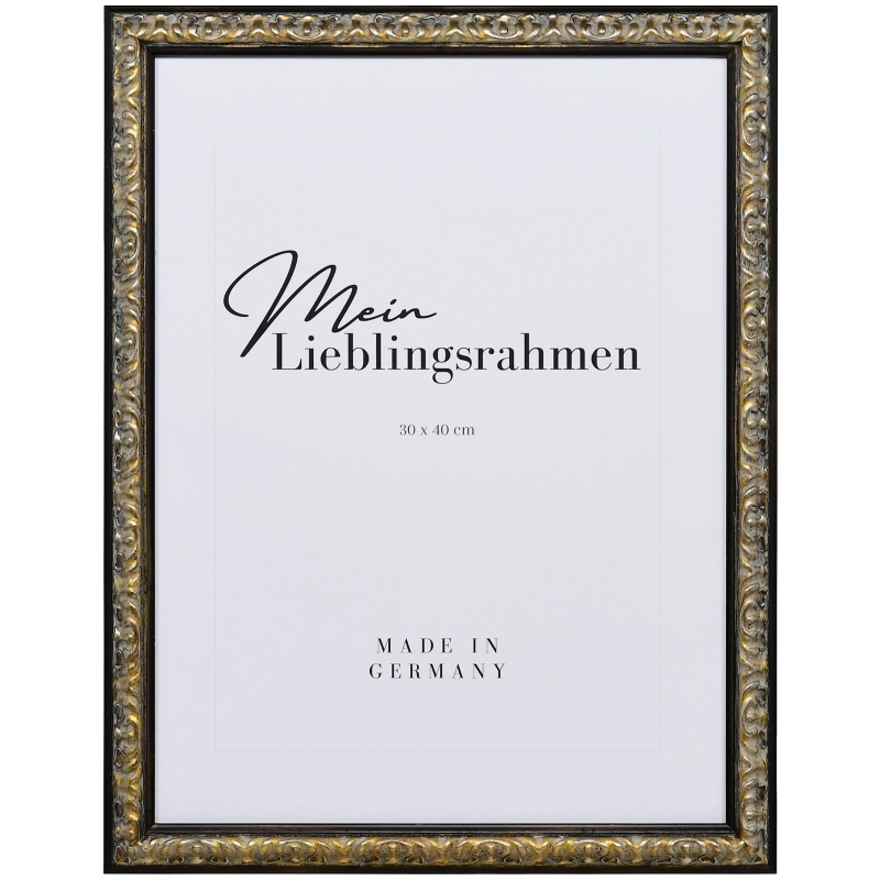 Barock Bilderrahmen Holz Daria Schwarz 35x50 cm Kunstglas