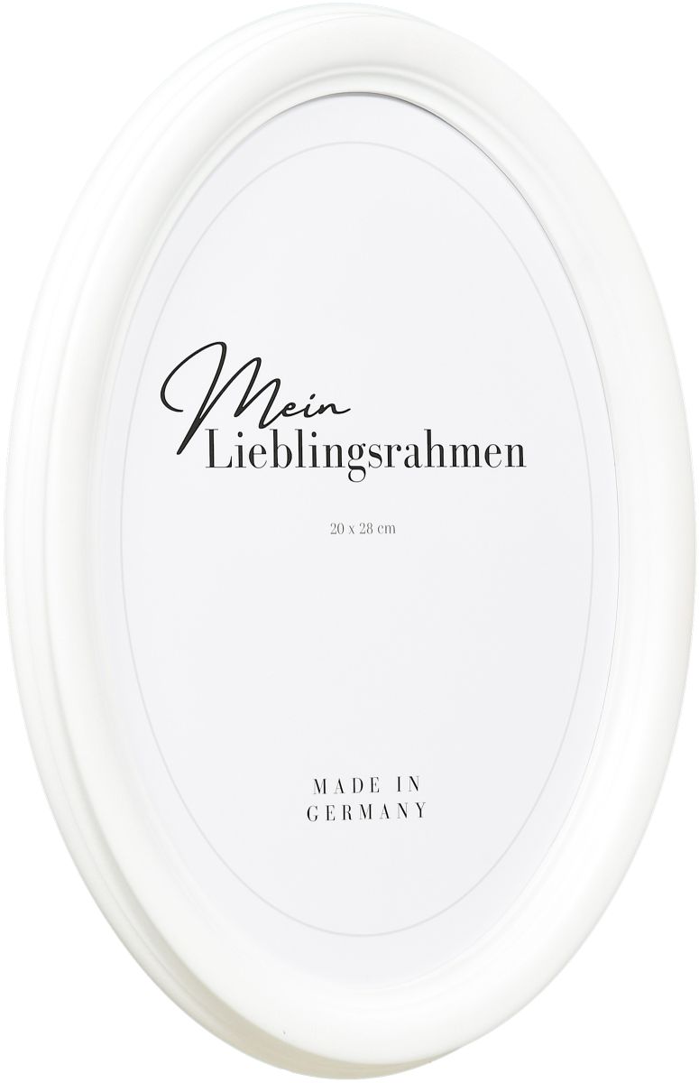 Seitenansicht eines Ovalrahmens in der Farbe Weiss