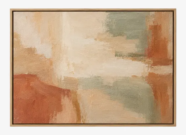 Canvas met abstract motief in een houten baklijst