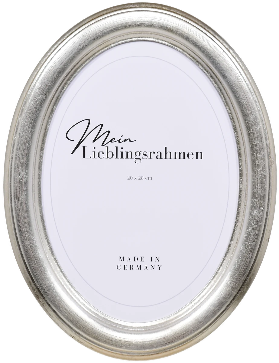 Frontansicht eines Ovalrahmens in der Farbe Silber