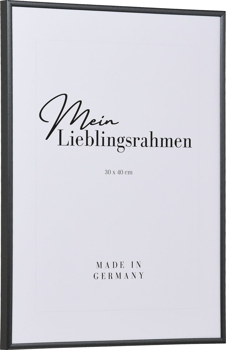 Seitenansicht eines anthrazitfarbenen, schmalen Kunststoffrahmens mit Halbrundprofil