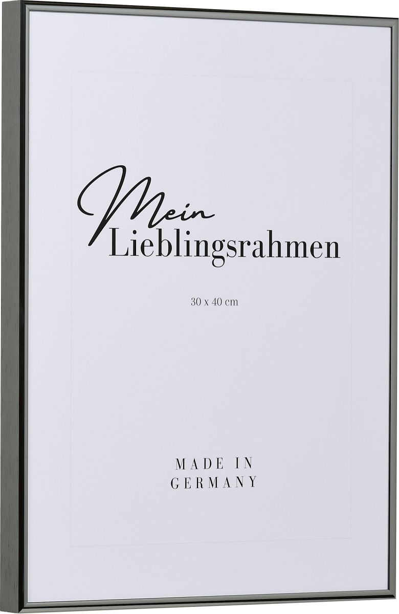 Seitenansicht eines antiksilbernen, sehr formstabilen Aluminiumrahmens mit patentiertem Eckverbindersystem 