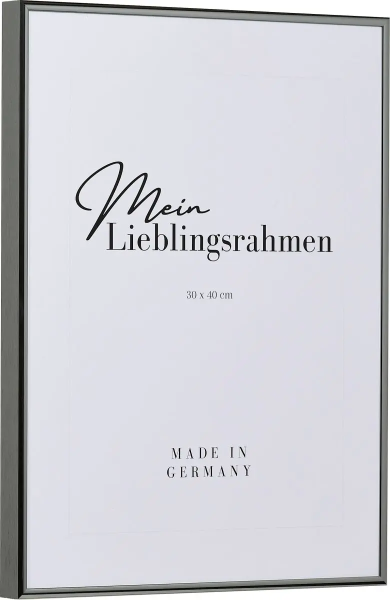 Seitenansicht eines antiksilbernen, sehr formstabilen Aluminiumrahmens mit patentiertem Eckverbindersystem 