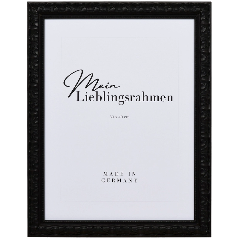 Barock Bilderrahmen Holz Stella Schwarz 70x100 cm Normalglas