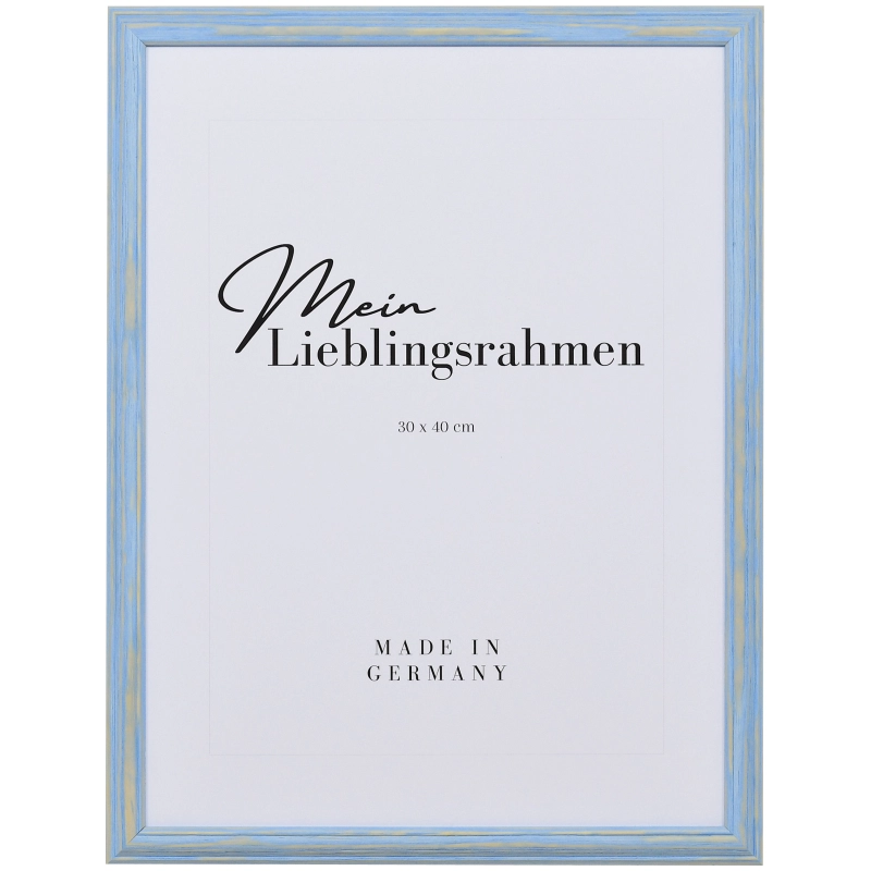 Vintage Bilderrahmen Holz Finja Blau 40x50 cm ohne Glas, mit Rückwand