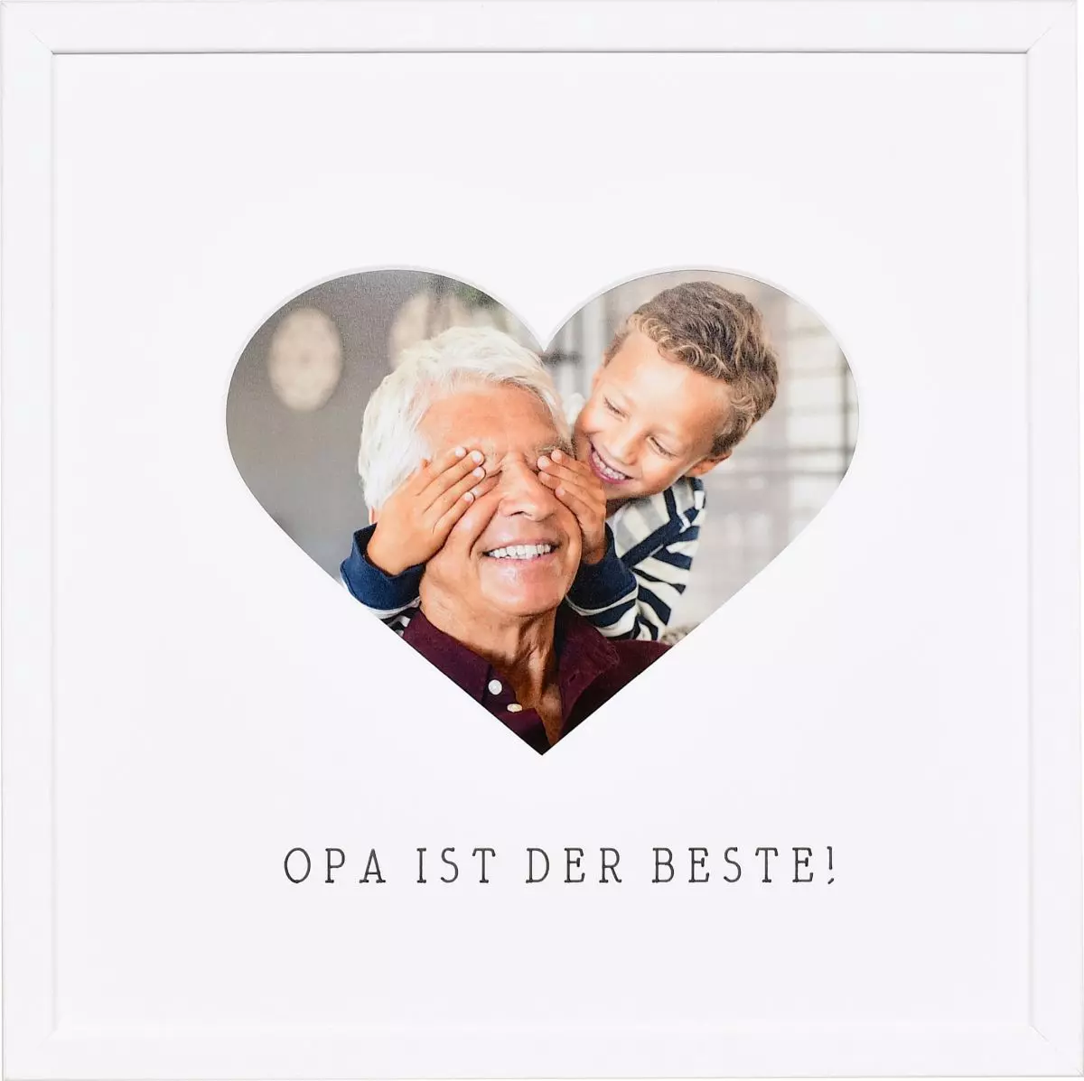 Bilderrahmen mit Herzausschnitt für Opa in der Farbe Weiss