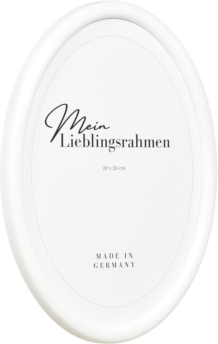 Seitenansicht eines Ovalrahmens in der Farbe Weiss