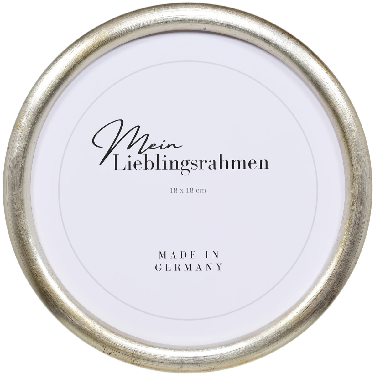 Frontansicht eines Rundrahmens in der Farbe Silber