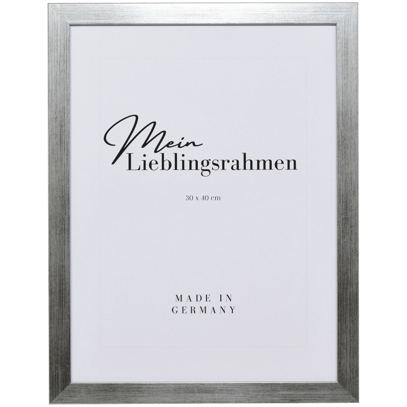Bilderrahmen Holz Emma Silber 60x80 cm ohne Glas, mit Rückwand