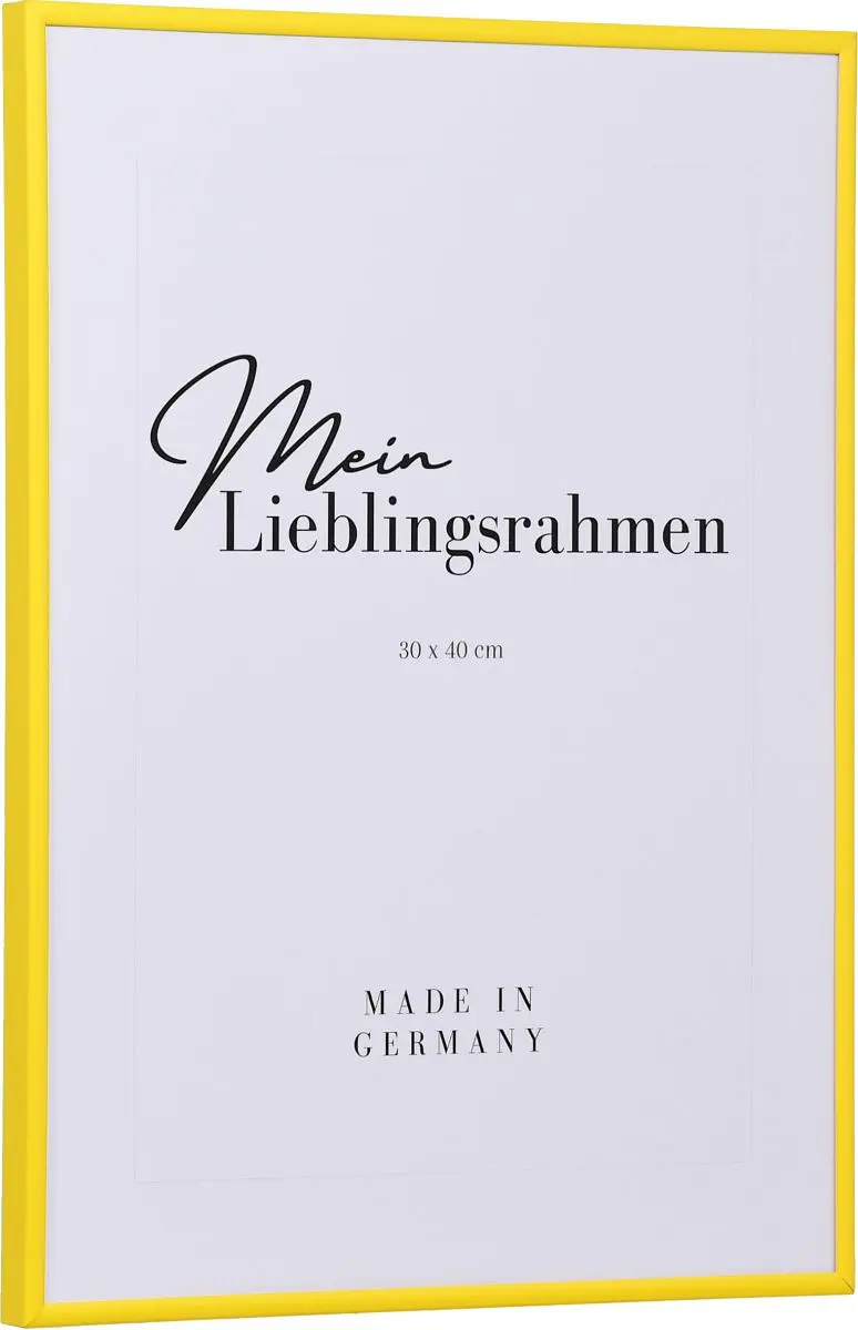 Seitenansicht eines gelben, schmalen Kunststoffrahmens mit Halbrundprofil