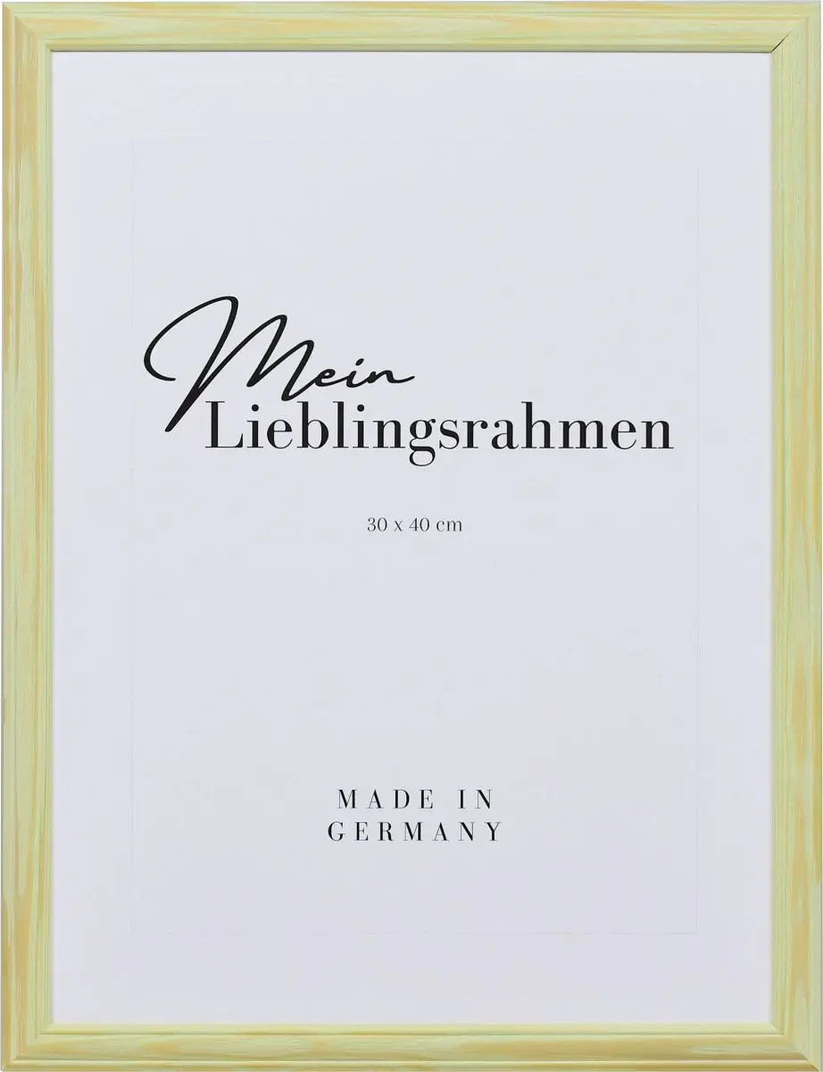 Frontansicht eines grünen, pastellfarbenen Holzrahmens im Landhausstil, mit einer abgeflachten Wölbung und einer erhobenen Au