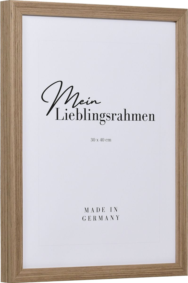 Seitenansicht eines Holzrahmens in der Farbe Nussbaum mit natürlicher Maserung im Landhausstil