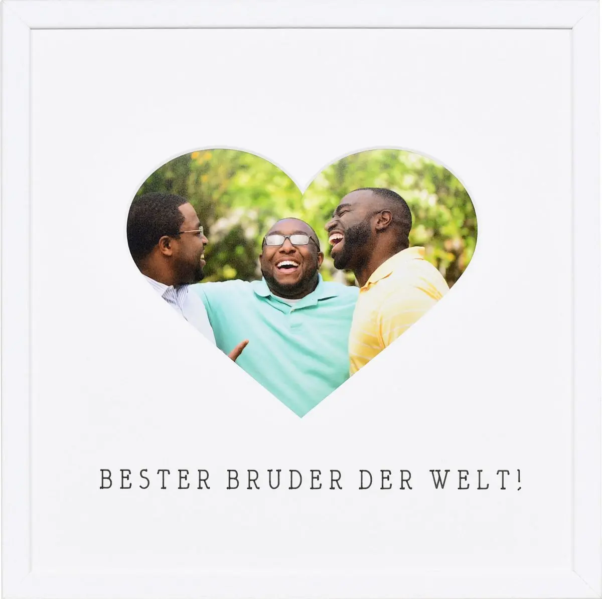 Bilderrahmen mit Herzausschnitt für den besten Bruder der Welt in der Farbe Weiss