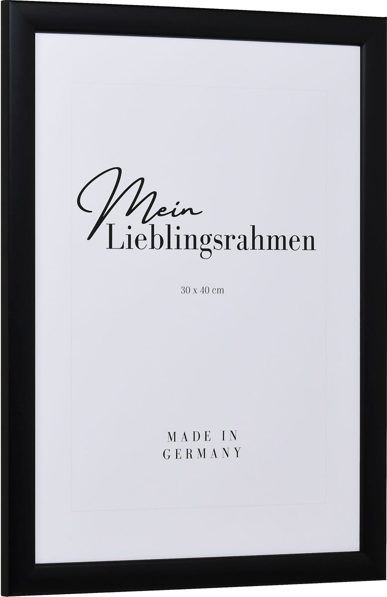 Holz-Profil 43, schwarz - Seitenansicht Seitenansicht eines schwarzen Holzrahmens mit leicht abgerundeten Kanten
