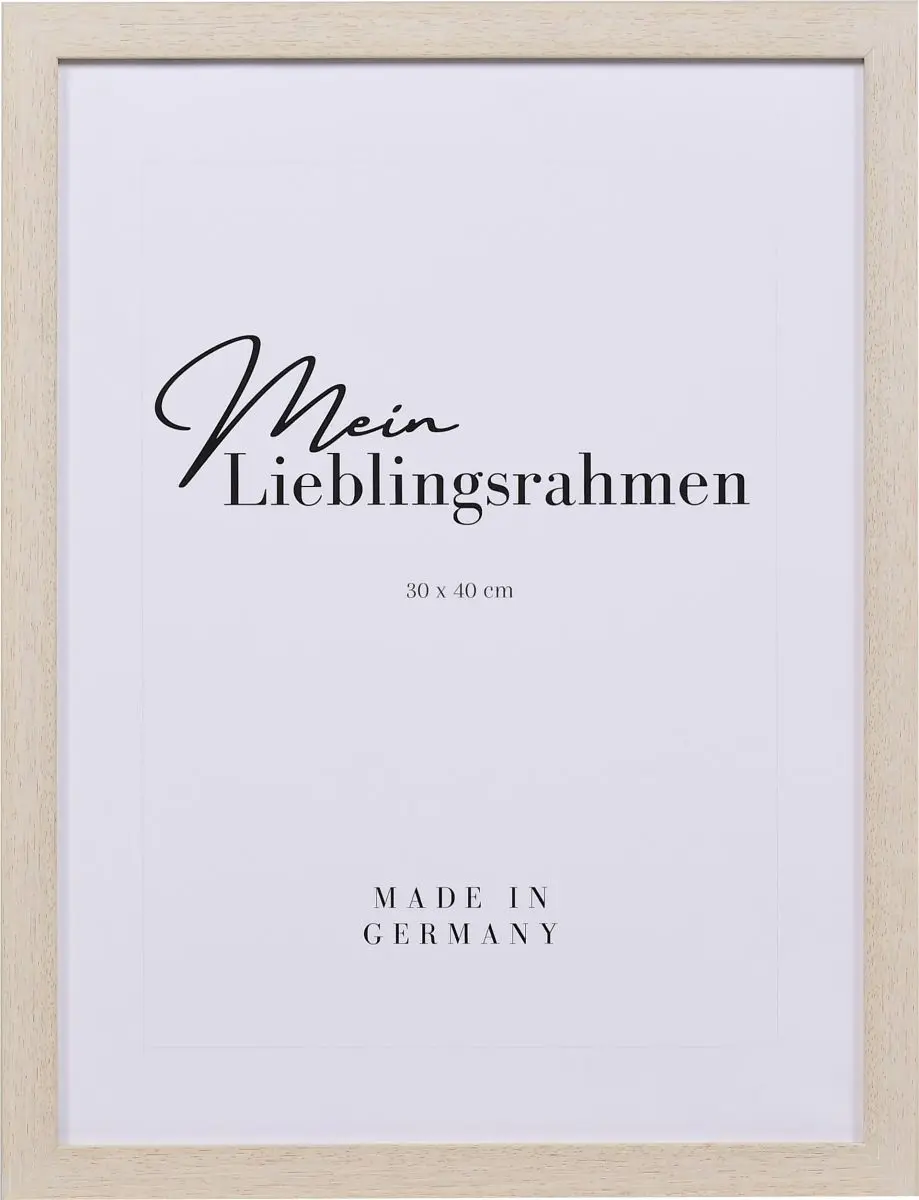 Frontansicht eines quadratischen, weiss lackierten, modernen Holzrahmens, dessen Holzstruktur sichtbar ist und durch Prägung verstärkt wird