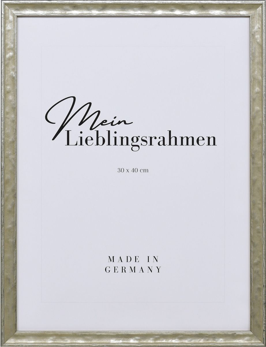Frontansicht eines eleganten, silbernen Holzrahmens mit geschlossener Oberfläche