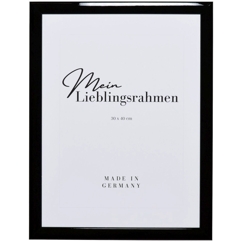 Bilderrahmen Holz Greta Schwarz Hochglanz 45x60 cm ohne Glas, mit Rückwand