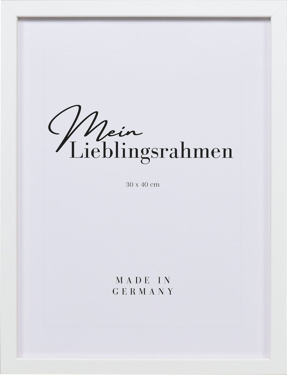 Frontansicht eines weissen Bilderrahmens mit glatter Oberfläche und schlichtem Design